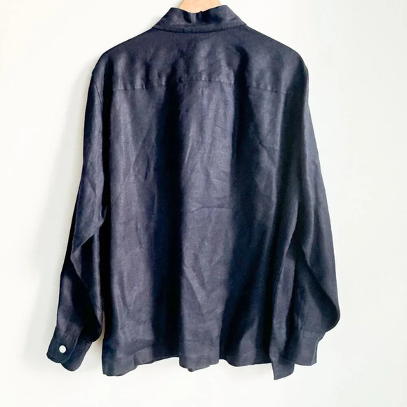 Lauren Ralph Lauren Navy Blue Linen Button Down Classic Shirt 2X - Picture 8 of 8